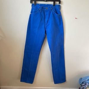 RARE 1980-90s BRIGHT BLUE WRANGLERS VINTAGE 26x34 USA style 13MBYG tag 9x36